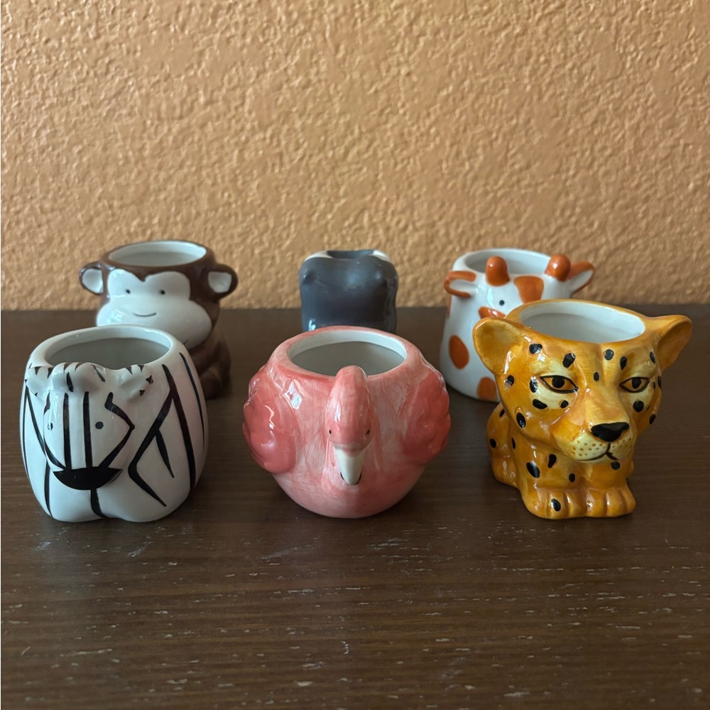 6PCs Succulent Planter Pots Ceramic Flower Pots With Drainage Animal Garden Set